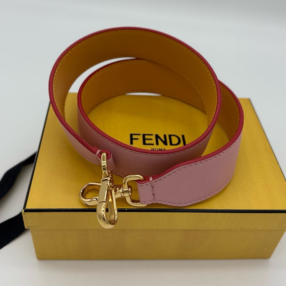 Authentic Fendi Calfksin shoulder strap in bubble gum colours